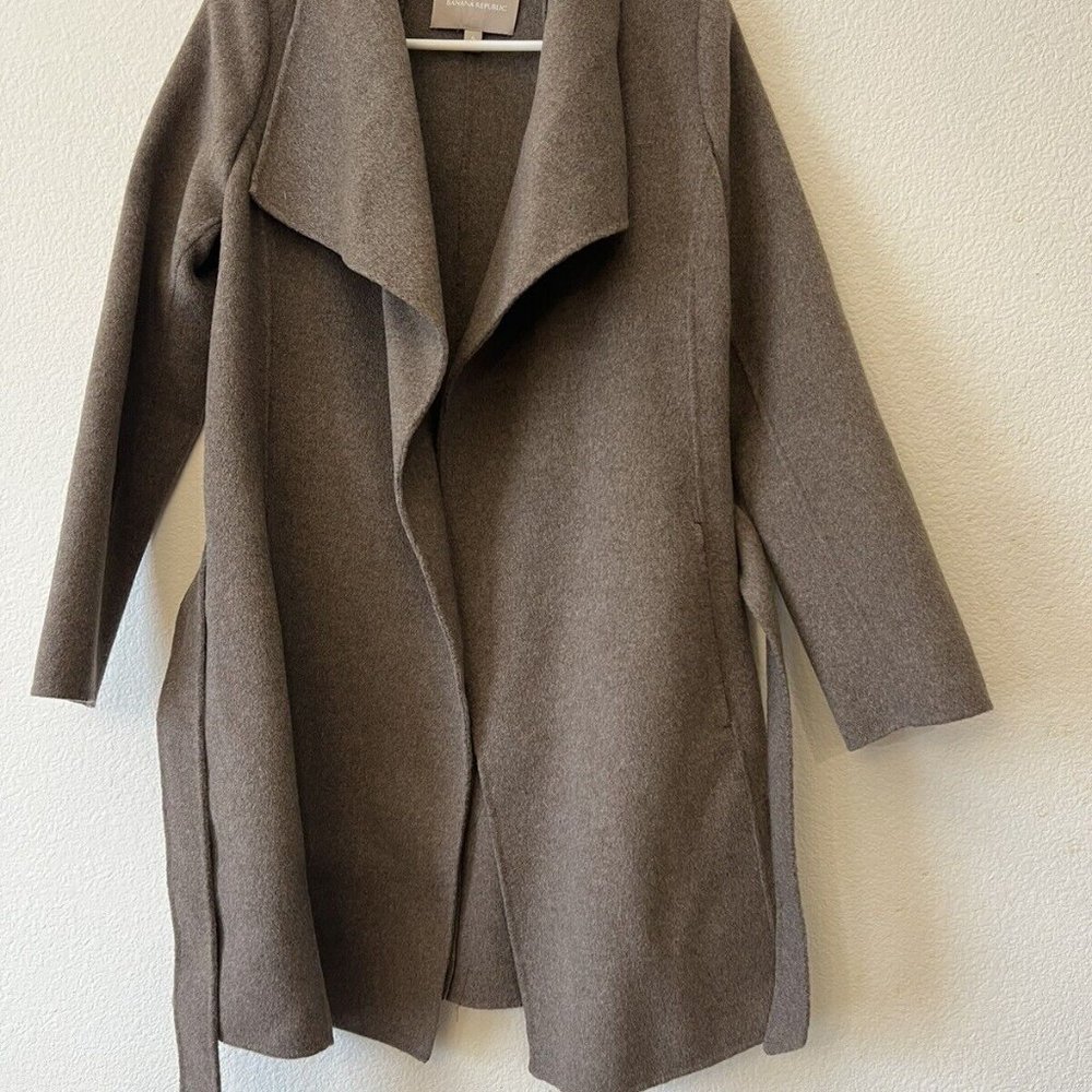 Women Banana Republic Wool Coat Tie Waise Size S